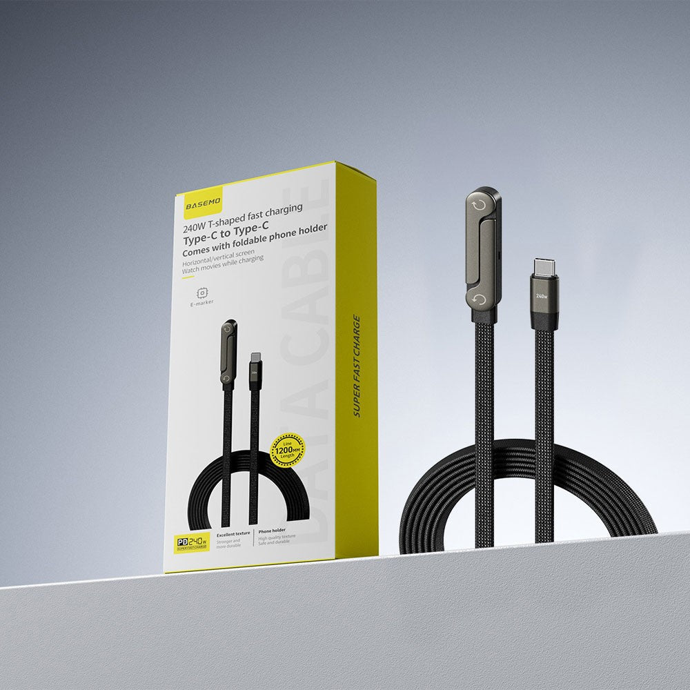 TechMX™ 2 - In - 1 Invisible Holder Charger Cable - 240W Fast Charging Cord with Integrated Phone Stand - Techmxshop.store