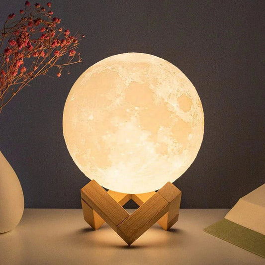 TechMX™ D5 Starry Moon Lamp - 3D LED Night Light with Stand for Bedroom Decor - Techmxshop.store