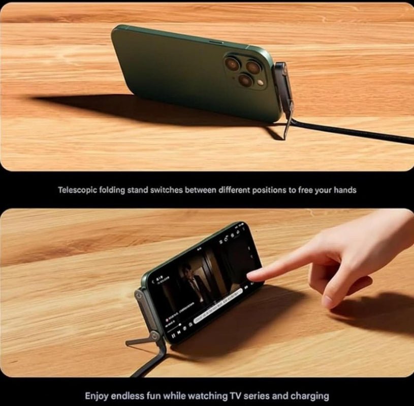 TechMX™ 2 - In - 1 Invisible Holder Charger Cable - 240W Fast Charging Cord with Integrated Phone Stand - Techmxshop.store