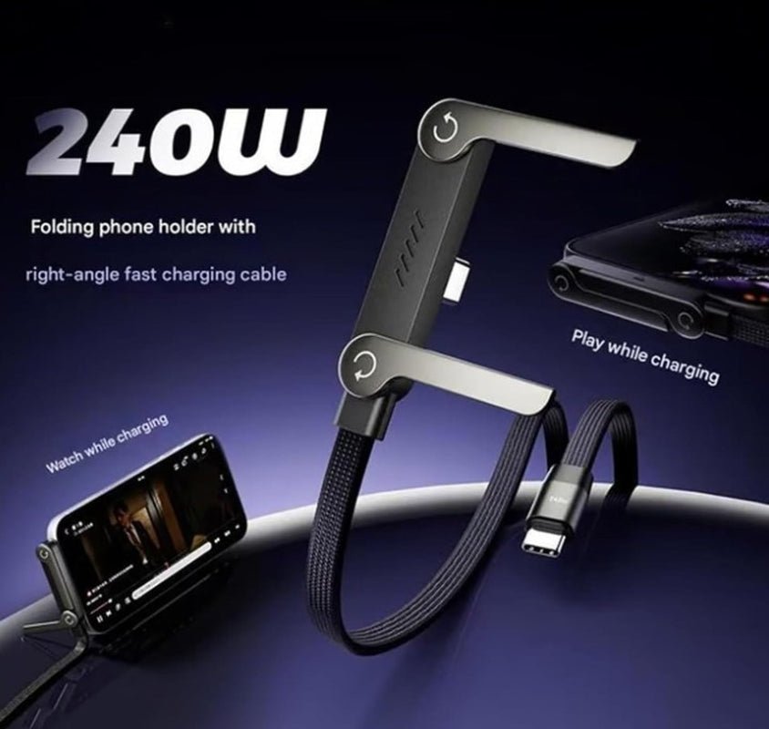 TechMX™ 2 - In - 1 Invisible Holder Charger Cable - 240W Fast Charging Cord with Integrated Phone Stand - Techmxshop.store