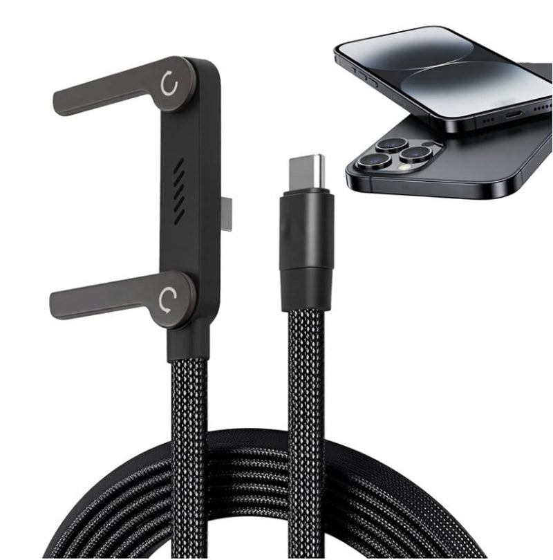 TechMX™ 2 - In - 1 Invisible Holder Charger Cable - 240W Fast Charging Cord with Integrated Phone Stand - Techmxshop.store