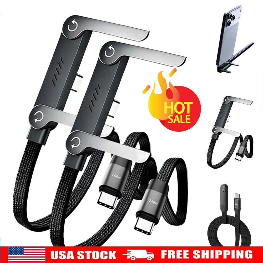 TechMX™ 2 - In - 1 Invisible Holder Charger Cable - 240W Fast Charging Cord with Integrated Phone Stand - Techmxshop.store