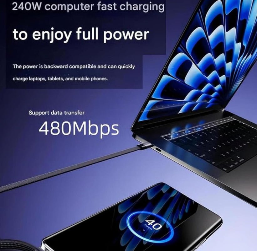 TechMX™ 2 - In - 1 Invisible Holder Charger Cable - 240W Fast Charging Cord with Integrated Phone Stand - Techmxshop.store